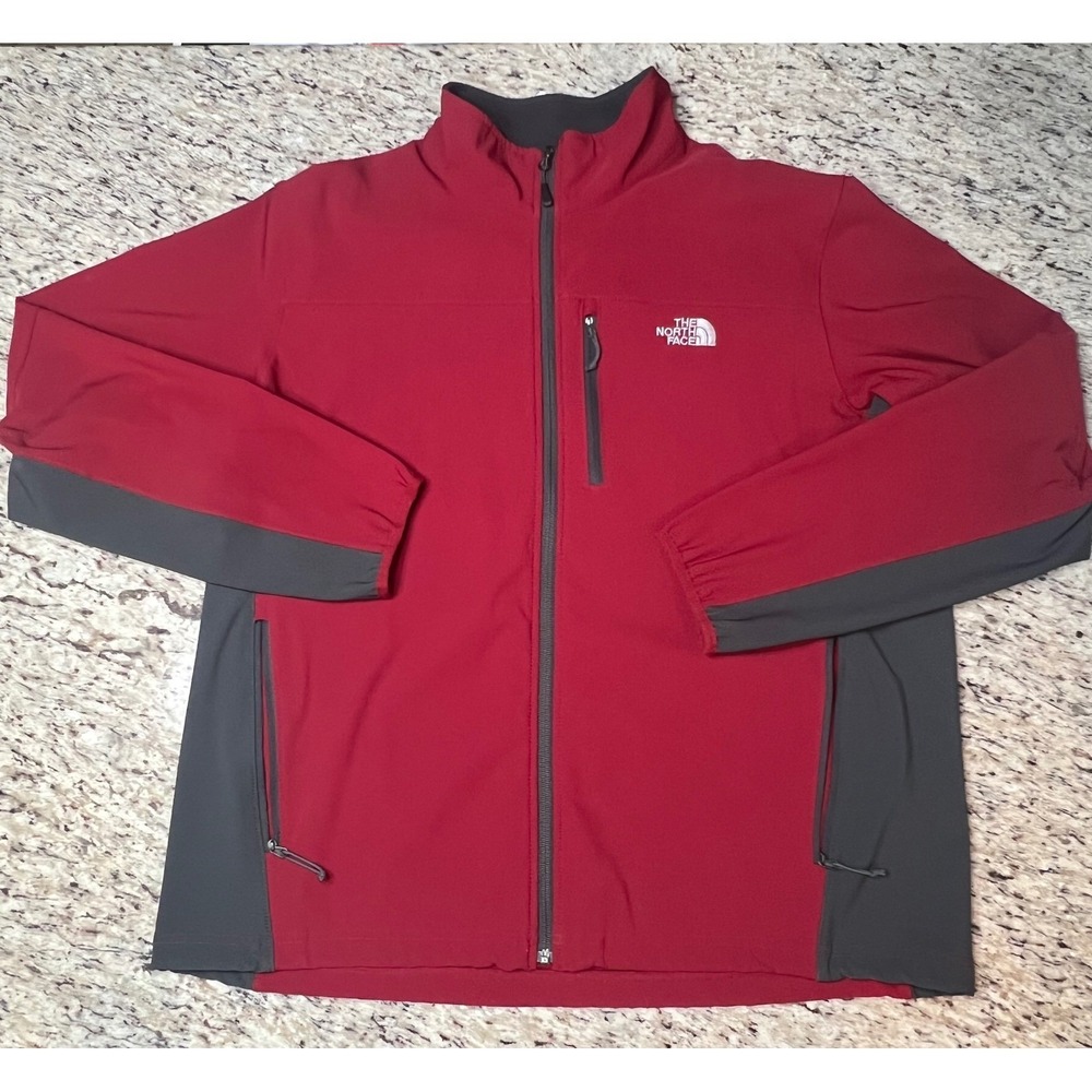 The North Face Red Grey Soft Shell Jacket Full Zip‎ Mens XXL
